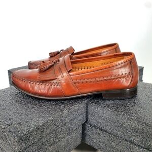 Florsheim Men PISA Moc Toe Tassel Loafers Size 9D Shoes Cognac